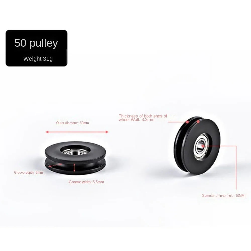 Fitness Equipment Parts Pulley Wheel Cable Machine Part Black Nylon Pulley Good Wear Resistance Light Weight Nylon Bearing