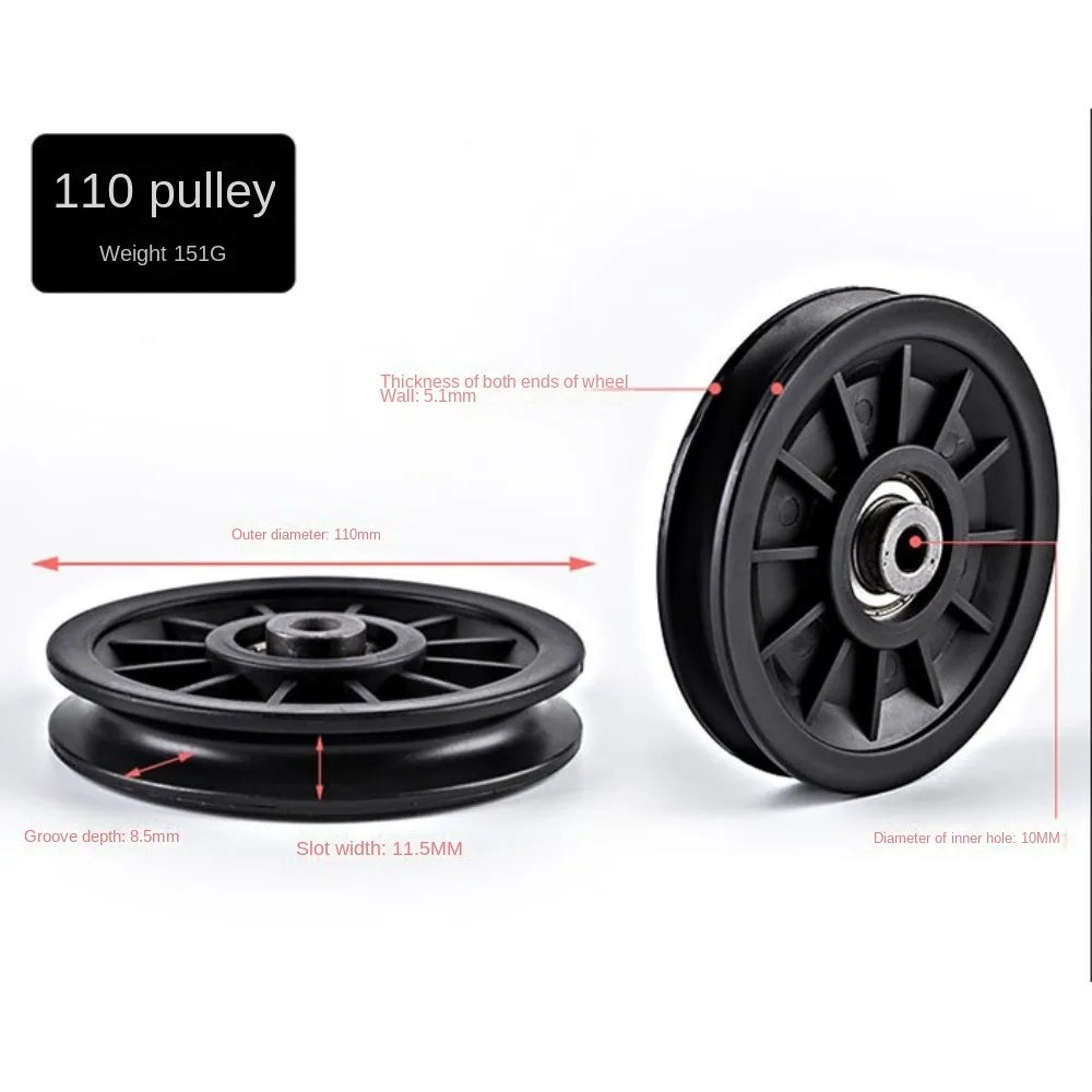 Fitness Equipment Parts Pulley Wheel Cable Machine Part Black Nylon Pulley Good Wear Resistance Light Weight Nylon Bearing