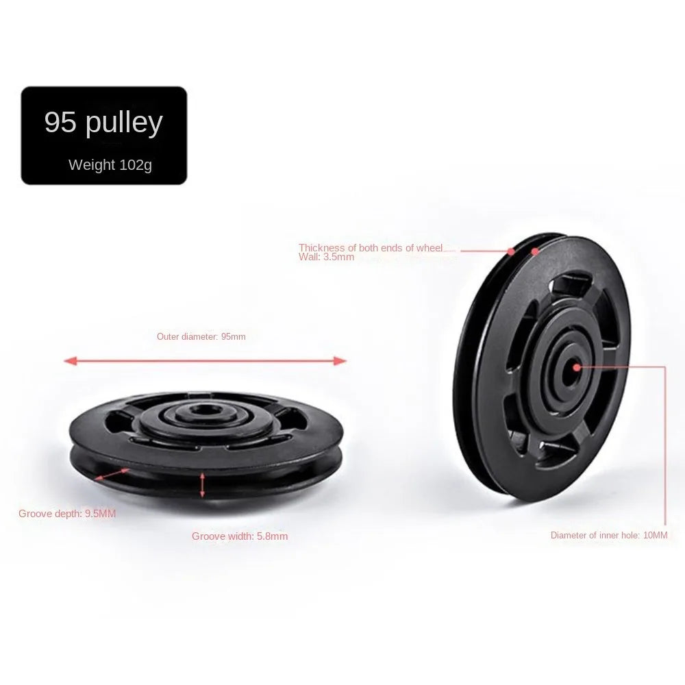 Fitness Equipment Parts Pulley Wheel Cable Machine Part Black Nylon Pulley Good Wear Resistance Light Weight Nylon Bearing