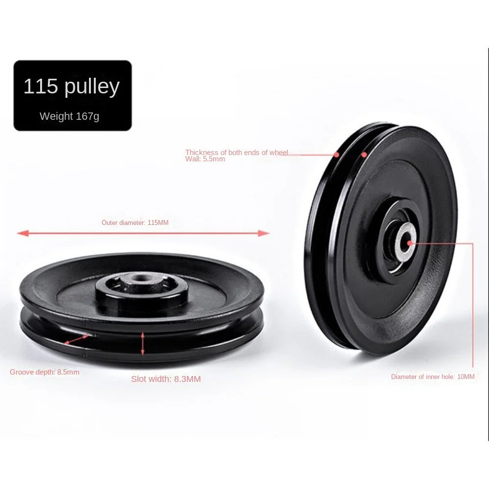 Fitness Equipment Parts Pulley Wheel Cable Machine Part Black Nylon Pulley Good Wear Resistance Light Weight Nylon Bearing
