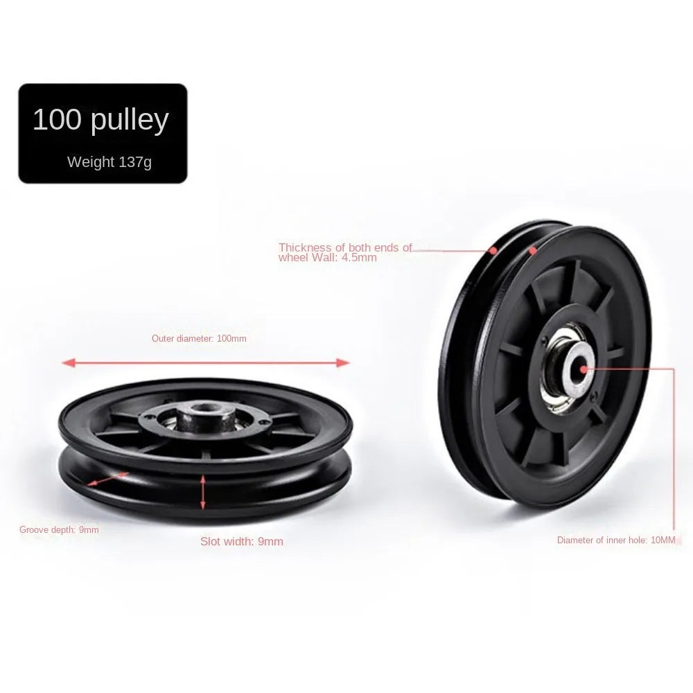 Fitness Equipment Parts Pulley Wheel Cable Machine Part Black Nylon Pulley Good Wear Resistance Light Weight Nylon Bearing