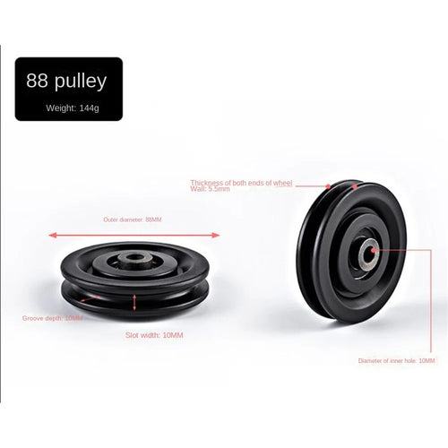 Fitness Equipment Parts Pulley Wheel Cable Machine Part Black Nylon Pulley Good Wear Resistance Light Weight Nylon Bearing