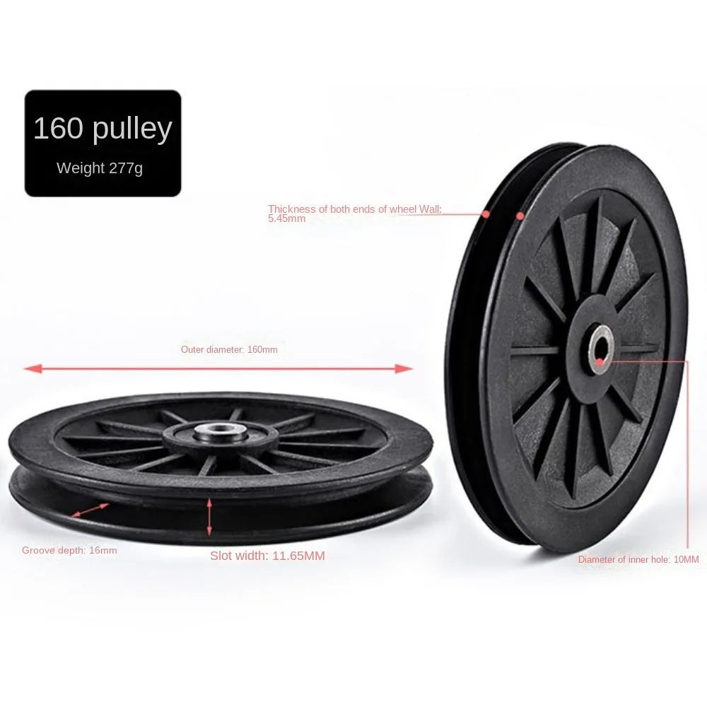 Fitness Equipment Parts Pulley Wheel Cable Machine Part Black Nylon Pulley Good Wear Resistance Light Weight Nylon Bearing