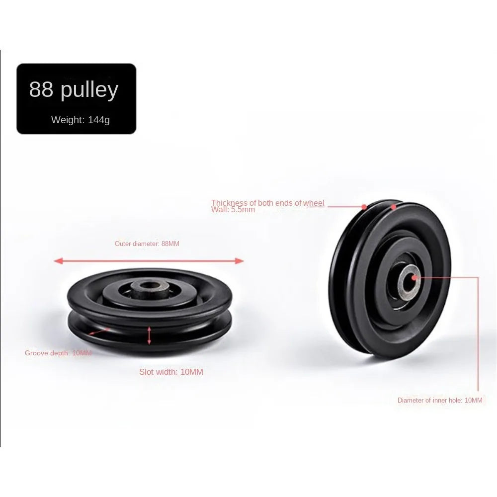 Fitness Equipment Parts Pulley Wheel Cable Machine Part Black Nylon Pulley Good Wear Resistance Light Weight Nylon Bearing